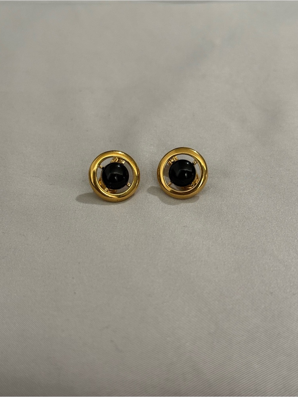 Monet Gold and Black Round Stud Earrings - Classic Women's Jewelry